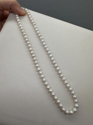 Freshwater Cultured Pearl Silver Necklace: 6-6.5mm, 40+3cm